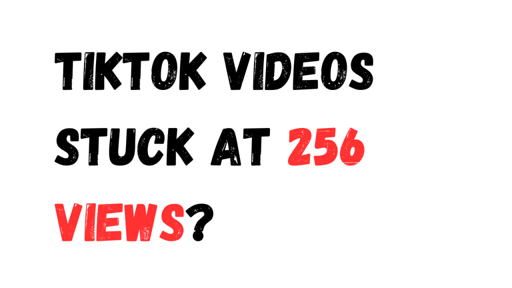 Text-based image with the question 'TikTok videos stuck at 256 views?' in bold, black and red font on a white background.